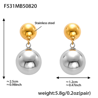 316L Stainless Steel Hollow Ball 18K Gold PVD Plated Earrings - Image 5