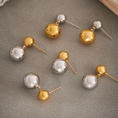 316L Stainless Steel Hollow Ball 18K Gold PVD Plated Earrings - Image 6