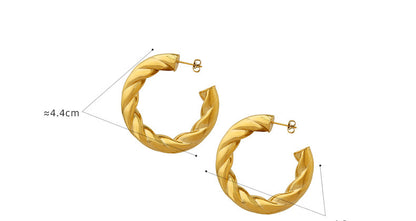 316L Stainless Steel Hollow C-Shape Twisted Hoop Earrings - Twisted Geometric Detail 3