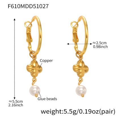 316L Stainless Steel Hollow Clover Charm Huggie Earrings - Image 2