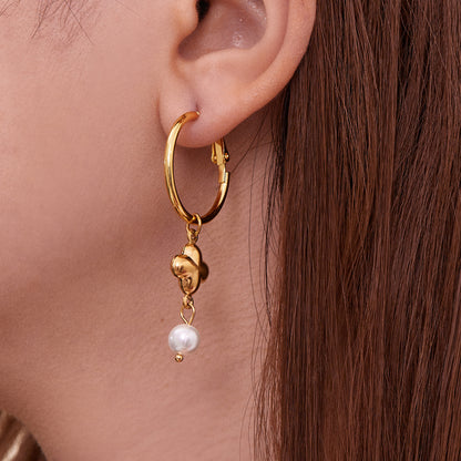 316L Stainless Steel Hollow Clover Charm Huggie Earrings - Image 4