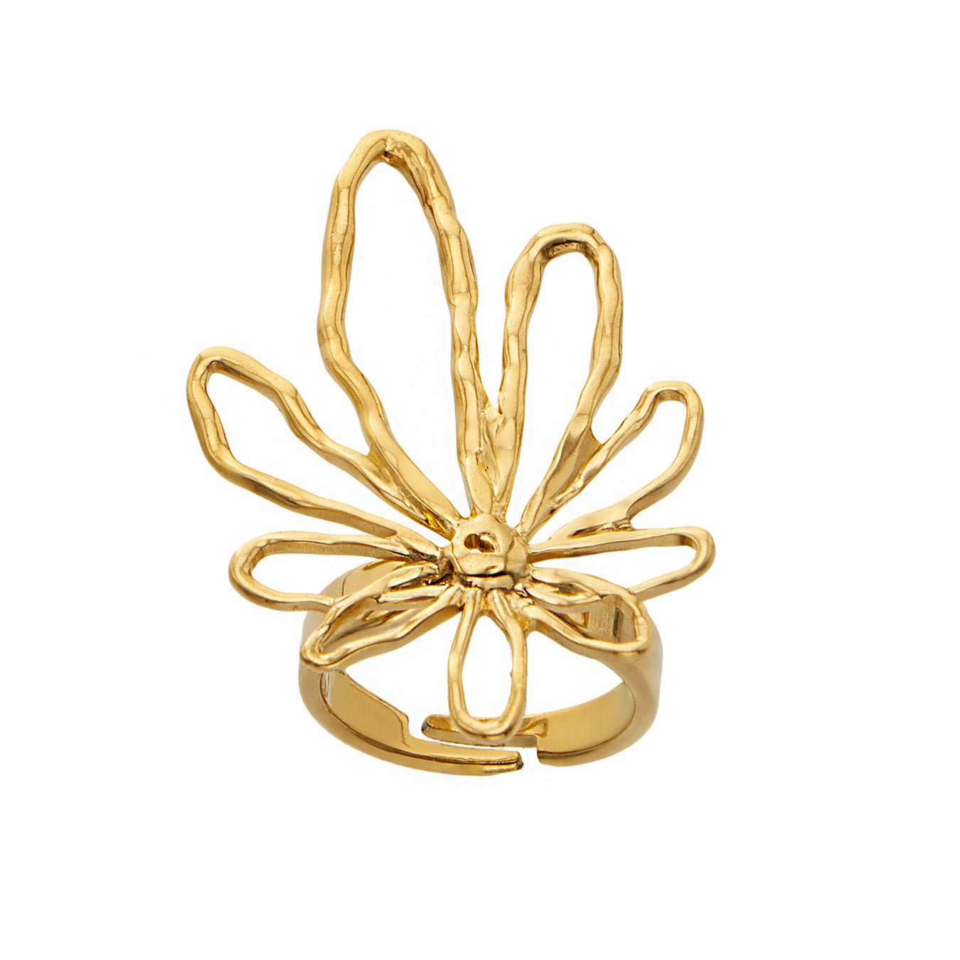 316L Stainless Steel 18K PVD Gold Hollow Flower Open Ring made with 316L stainless steel and 18K PVD gold finish for wholesale jewelry buyers - image 14