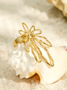 316L Stainless Steel 18K PVD Gold Hollow Flower Open Ring made with 316L stainless steel and 18K PVD gold finish for wholesale jewelry buyers - image 5