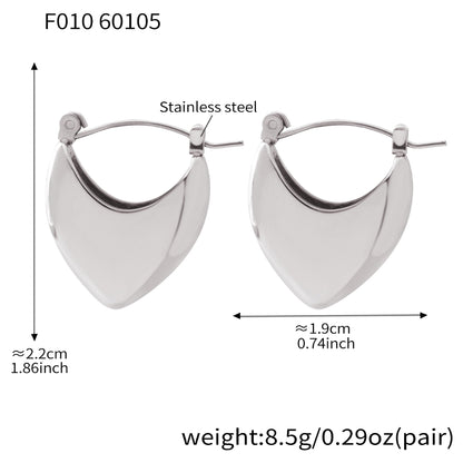 316L stainless steel hollow heart hoop earrings silver hypoallergenic waterproof size detail