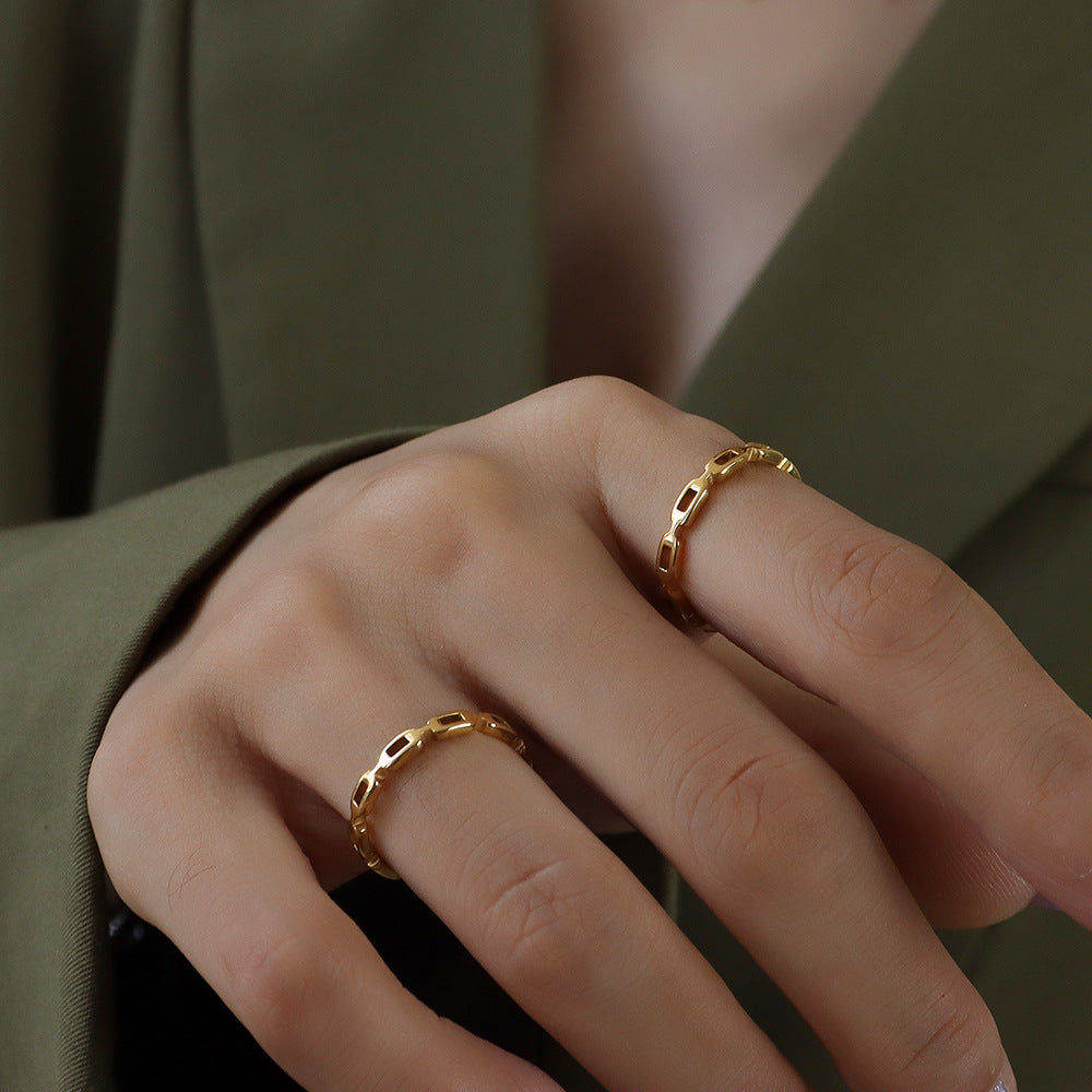 316L Stainless Steel 18K PVD Gold Hollow Ring made with 316L stainless steel and 18K PVD gold finish for wholesale jewelry buyers - image 4