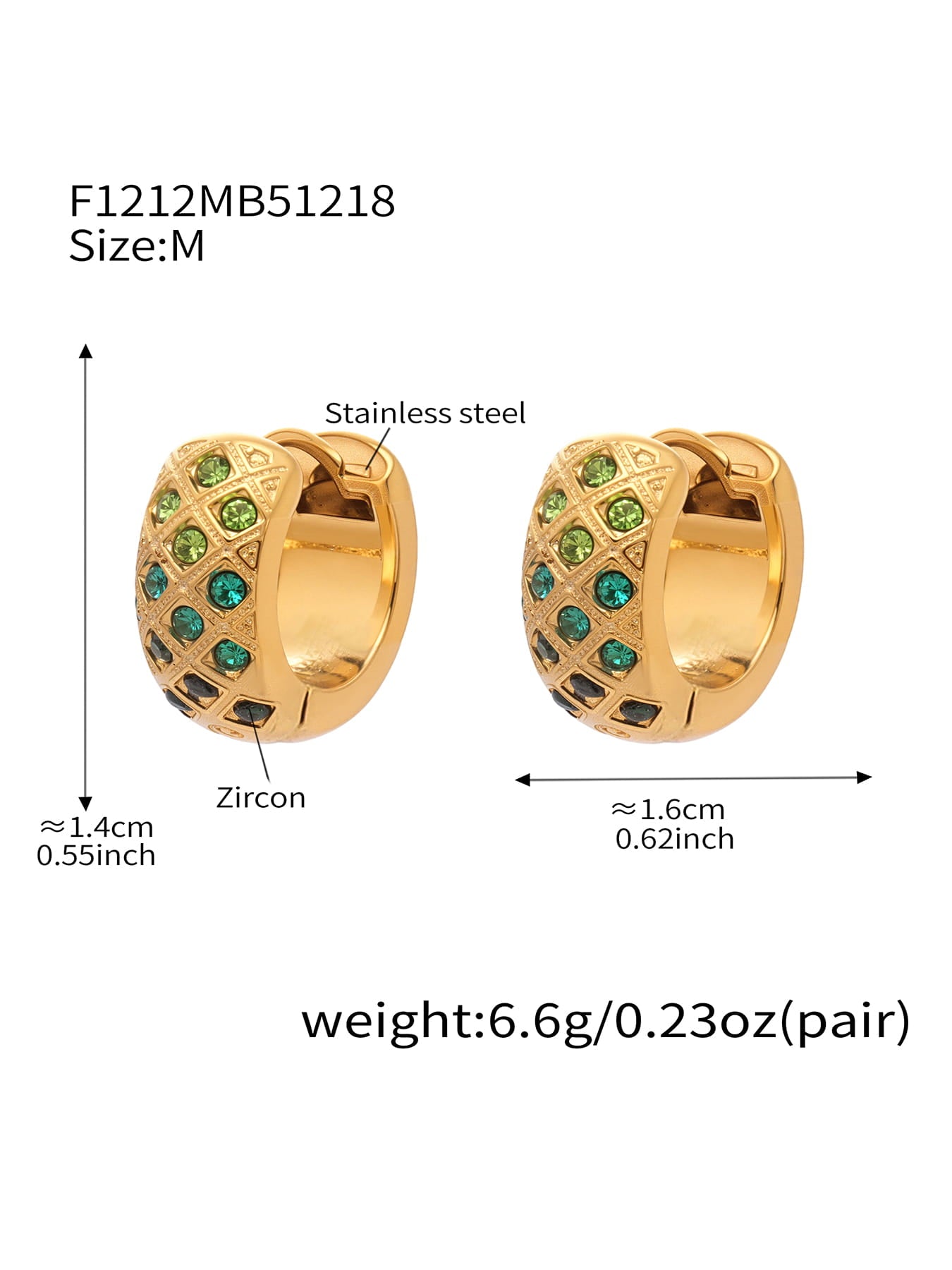 316L Stainless Steel CZ Diamond Lattice Huggie Hoop Earrings
