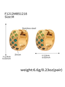 316L Stainless Steel CZ Diamond Lattice Huggie Hoop Earrings