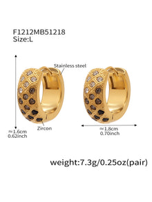 316L Stainless Steel CZ Diamond Lattice Huggie Hoop Earrings