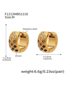 316L Stainless Steel CZ Diamond Lattice Huggie Hoop Earrings
