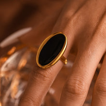 316L Stainless Steel Hypoallergenic Rings | Elegant Oval Open Design with Enamel Inlay - Oval Ring, Open Ring, Enamel Inlay, Minimalist, Elegant, Geometric Sensitive Skin Friendly - Detail 5