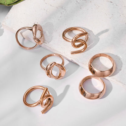 316L Stainless Steel Hypoallergenic Rings | Geometric Stackable Ring Set - Geometric Stackable Ring Set Minimalist Sensitive Skin Friendly - Detail 11