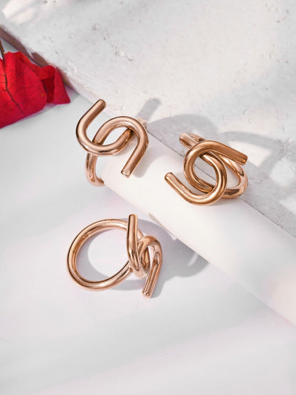 316L Stainless Steel Hypoallergenic Rings | Geometric Stackable Ring Set - Geometric Stackable Ring Set Minimalist Sensitive Skin Friendly - Detail 12