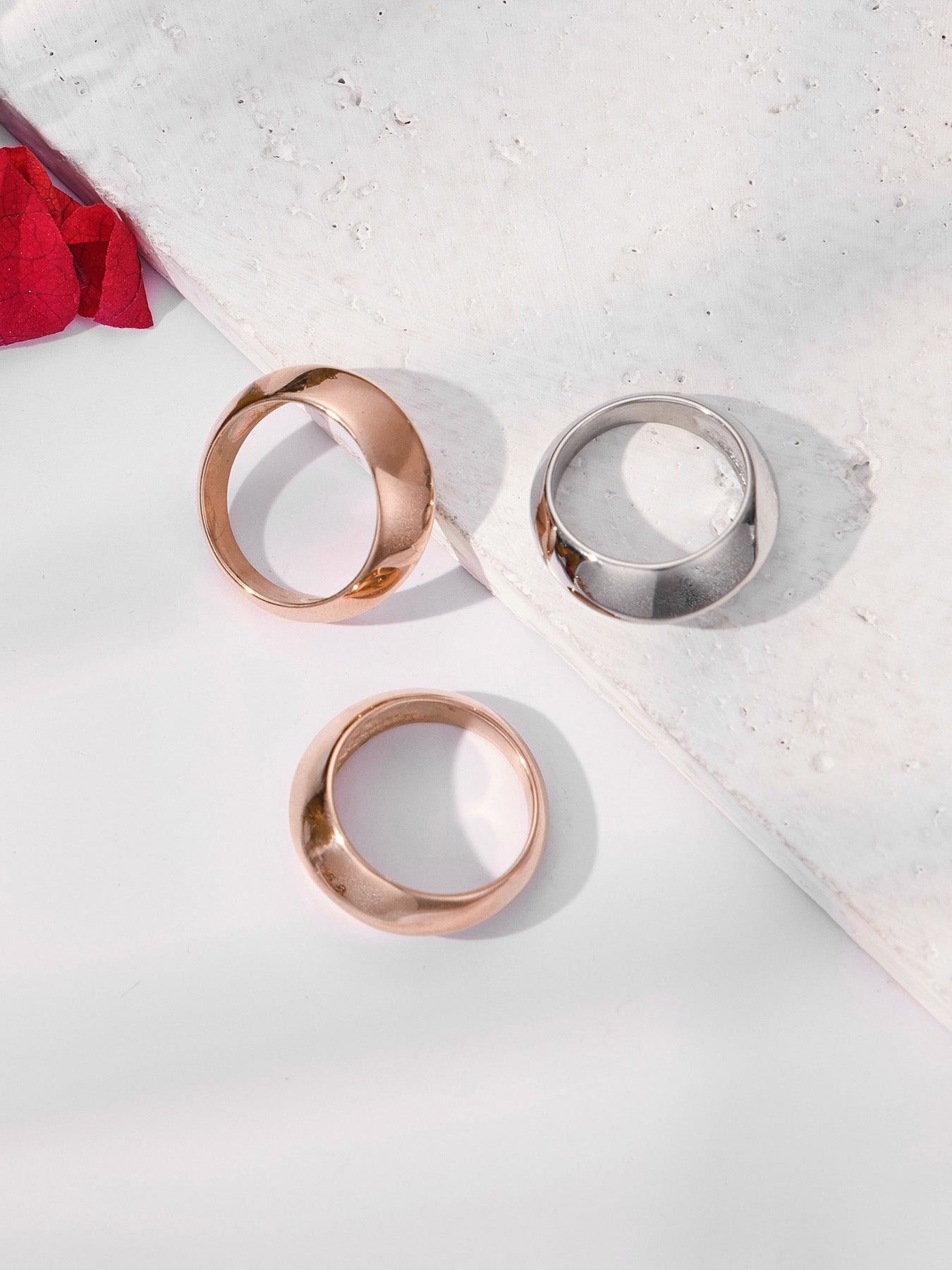 316L Stainless Steel Hypoallergenic Rings | Geometric Stackable Ring Set - Geometric Stackable Ring Set Minimalist Sensitive Skin Friendly - Detail 15