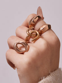 316L Stainless Steel Hypoallergenic Rings | Geometric Stackable Ring Set - Geometric Stackable Ring Set Minimalist Sensitive Skin Friendly - Detail 16