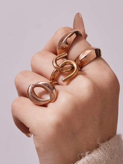 316L Stainless Steel Hypoallergenic Rings | Geometric Stackable Ring Set - Geometric Stackable Ring Set Minimalist Sensitive Skin Friendly - Detail 16