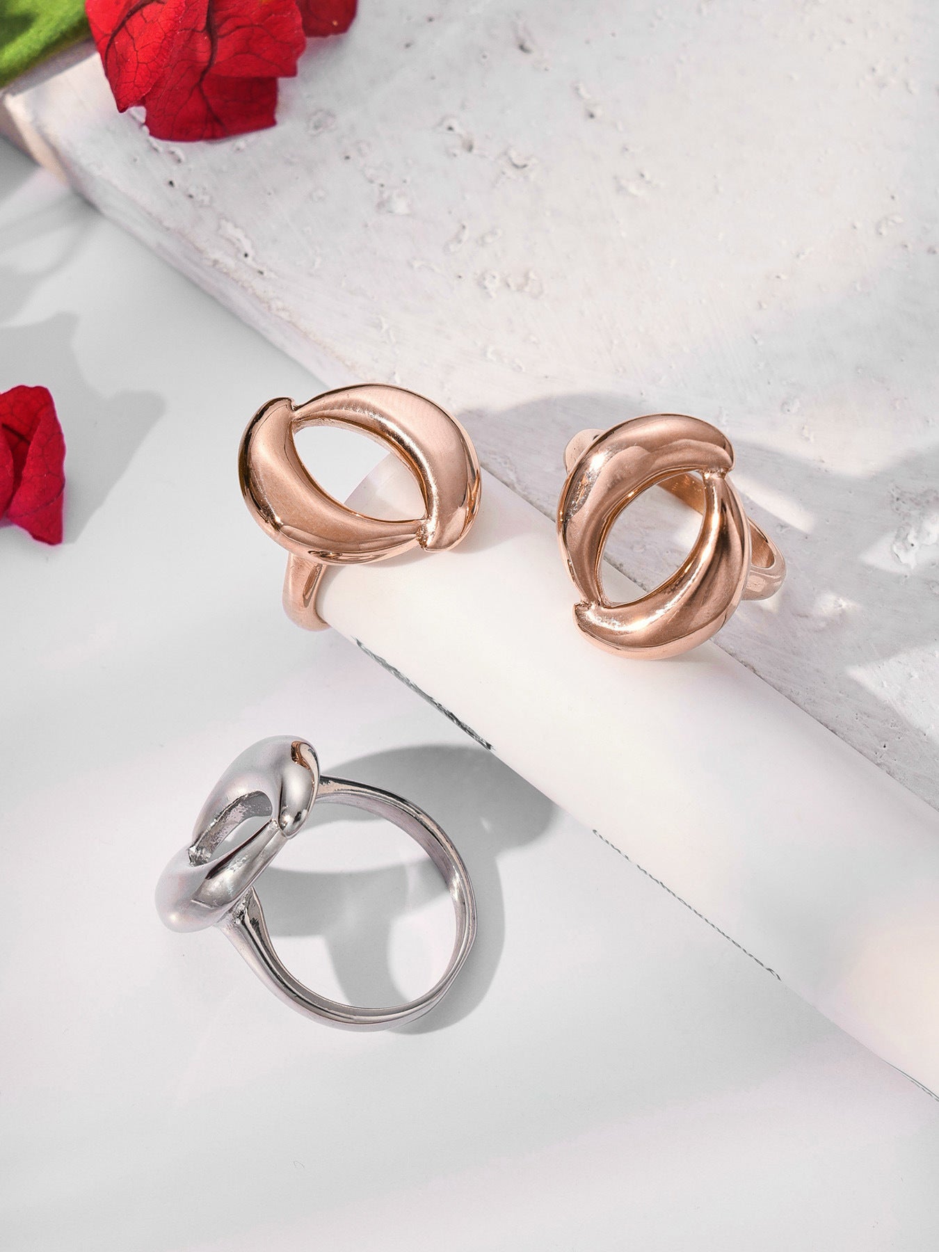 316L Stainless Steel Hypoallergenic Rings | Geometric Stackable Ring Set - Geometric Stackable Ring Set Minimalist Sensitive Skin Friendly - Detail 19