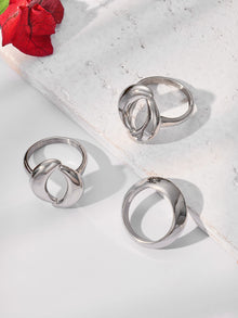 316L Stainless Steel Hypoallergenic Rings | Geometric Stackable Ring Set - Geometric Stackable Ring Set Minimalist Sensitive Skin Friendly - Detail 20