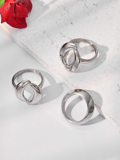 316L Stainless Steel Hypoallergenic Rings | Geometric Stackable Ring Set - Geometric Stackable Ring Set Minimalist Sensitive Skin Friendly - Detail 20