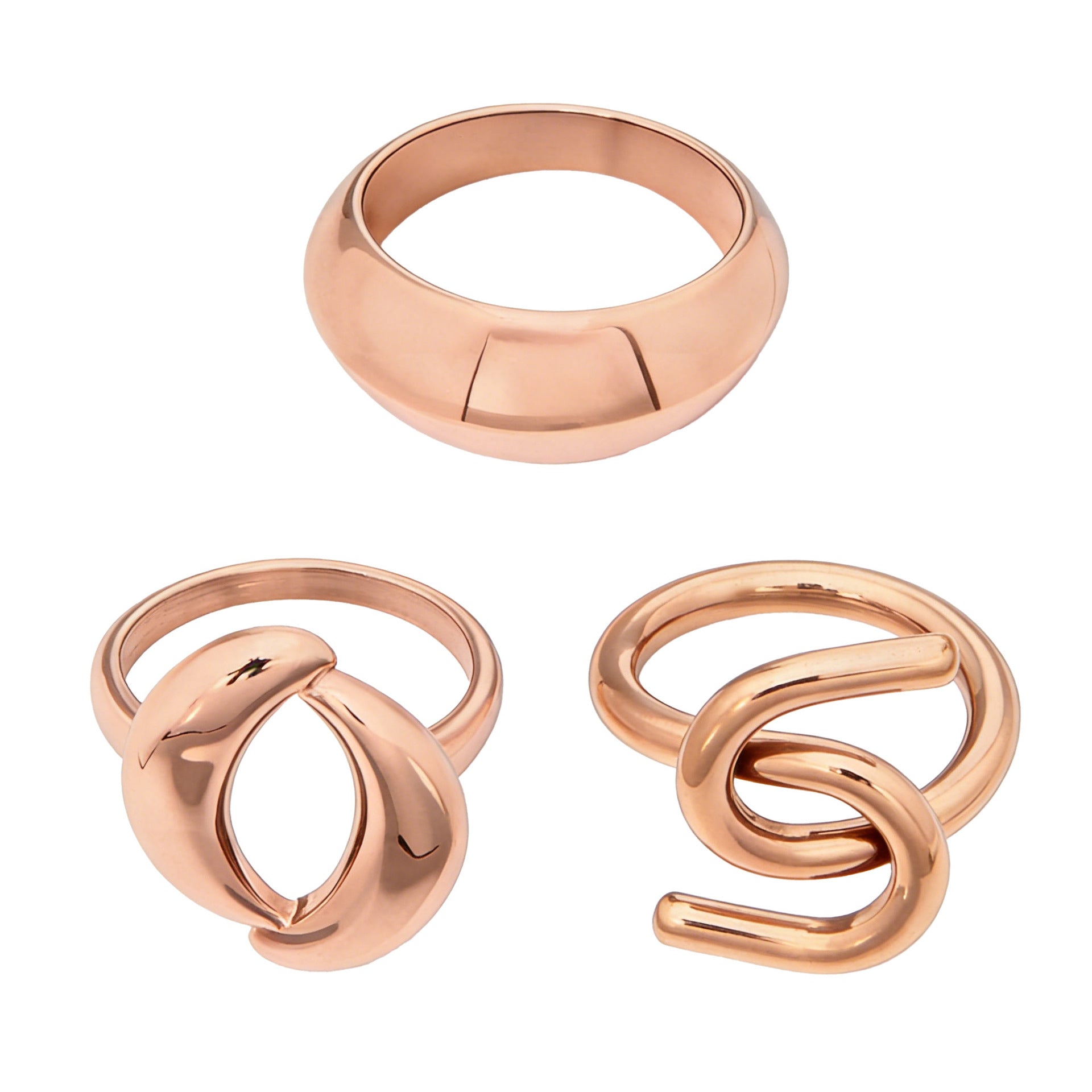 316L Stainless Steel Hypoallergenic Rings | Geometric Stackable Ring Set - Geometric Stackable Ring Set Minimalist Sensitive Skin Friendly - Detail 23