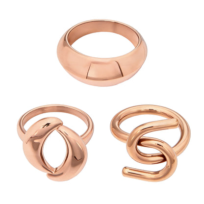 316L Stainless Steel Hypoallergenic Rings | Geometric Stackable Ring Set - Geometric Stackable Ring Set Minimalist Sensitive Skin Friendly - Detail 23