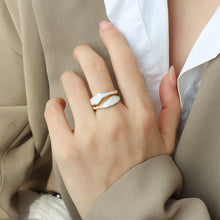 316L Stainless Steel Hypoallergenic Rings Irregular Open Ring with Blue & White Enamel - Irregular Open Ring Gold Enamel Ring Blue Enamel White Enamel Modern Design Minimalist Sensitive Skin Friendly - Detail 5