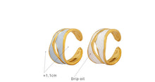 316L Stainless Steel Hypoallergenic Rings Irregular Open Ring with Blue & White Enamel - Irregular Open Ring Gold Enamel Ring Blue Enamel White Enamel Modern Design Minimalist Sensitive Skin Friendly - Detail 6