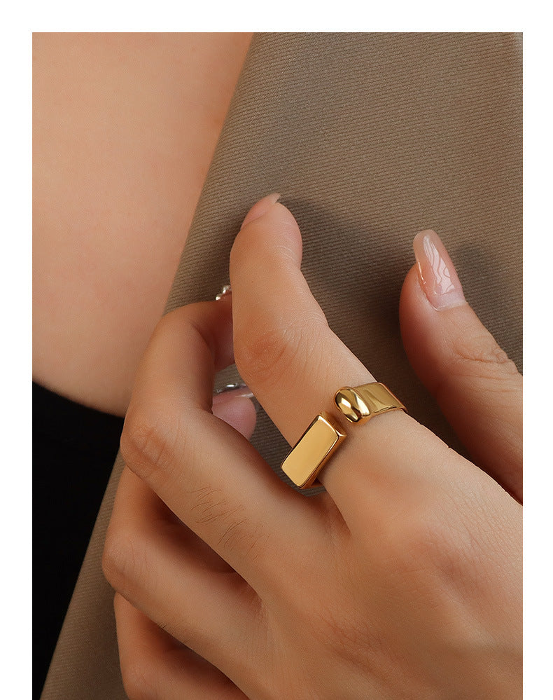 316L Stainless Steel Hypoallergenic Rings - Minimalist Geometric Open Ring - Minimalist Geometric Open Ring Gold Sensitive Skin Friendly - Detail 3