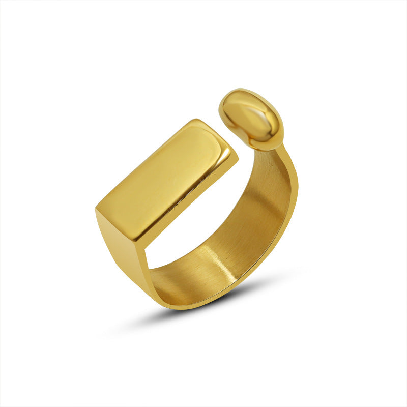 316L Stainless Steel Hypoallergenic Rings - Minimalist Geometric Open Ring - Minimalist Geometric Open Ring Gold Sensitive Skin Friendly - Detail 4