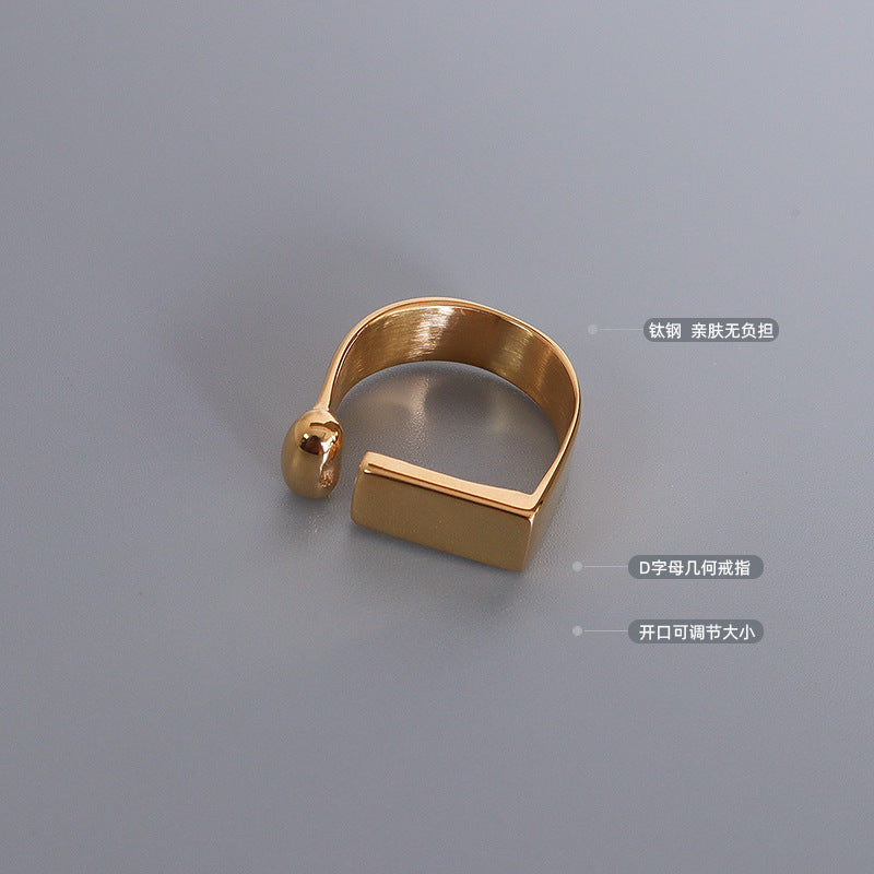316L Stainless Steel Hypoallergenic Rings - Minimalist Geometric Open Ring - Minimalist Geometric Open Ring Gold Sensitive Skin Friendly - Detail 5