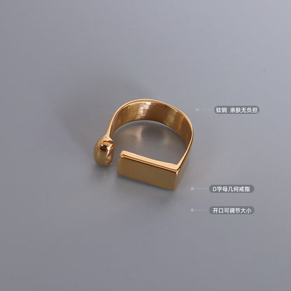 316L Stainless Steel Hypoallergenic Rings - Minimalist Geometric Open Ring - Minimalist Geometric Open Ring Gold Sensitive Skin Friendly - Detail 5