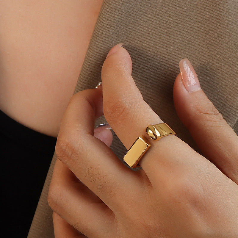 316L Stainless Steel Hypoallergenic Rings - Minimalist Geometric Open Ring - Minimalist Geometric Open Ring Gold Sensitive Skin Friendly - Detail 6