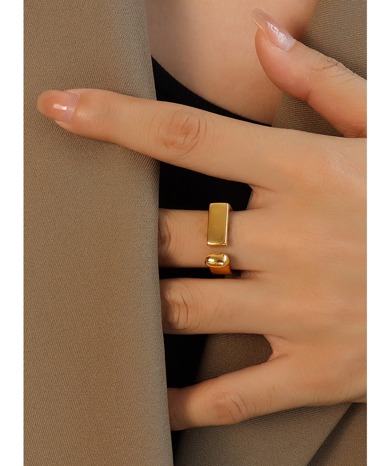 316L Stainless Steel Hypoallergenic Rings - Minimalist Geometric Open Ring - Minimalist Geometric Open Ring Gold Sensitive Skin Friendly - Detail 8