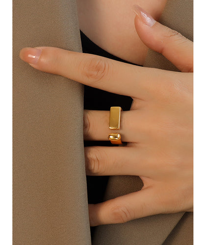 316L Stainless Steel Hypoallergenic Rings - Minimalist Geometric Open Ring - Minimalist Geometric Open Ring Gold Sensitive Skin Friendly - Detail 8