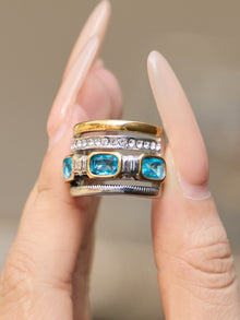 316L Stainless Steel Hypoallergenic Rings Multilayer Two-Tone Square Zircon 18K Gold Plated - Multilayer Two-Tone Square Zircon Gold Plated Elegant Modern Ring Sensitive Skin Friendly - Detail 1