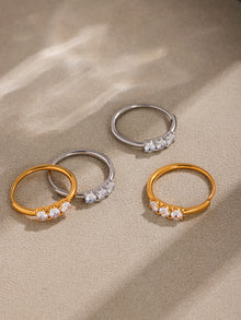 316L Stainless Steel Hypoallergenic Rings | Sparkling 5A Zircon Slim Adjustable - Sparkling Zircon Ring, Slim Band, Open Ring, Adjustable Ring, Modern Design Sensitive Skin Friendly - Detail 1