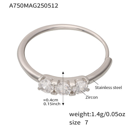 316L Stainless Steel Hypoallergenic Rings | Sparkling 5A Zircon Slim Adjustable - Sparkling Zircon Ring, Slim Band, Open Ring, Adjustable Ring, Modern Design Sensitive Skin Friendly - Detail 10