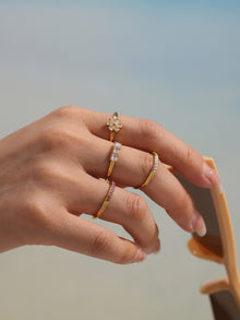 316L Stainless Steel Hypoallergenic Rings | Sparkling 5A Zircon Slim Adjustable - Sparkling Zircon Ring, Slim Band, Open Ring, Adjustable Ring, Modern Design Sensitive Skin Friendly - Detail 11