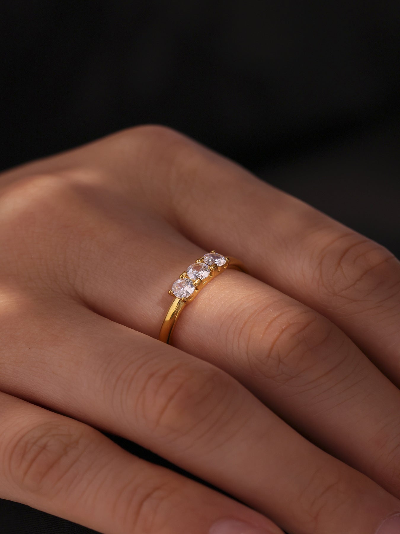 316L Stainless Steel Hypoallergenic Rings | Sparkling 5A Zircon Slim Adjustable - Sparkling Zircon Ring, Slim Band, Open Ring, Adjustable Ring, Modern Design Sensitive Skin Friendly - Detail 12