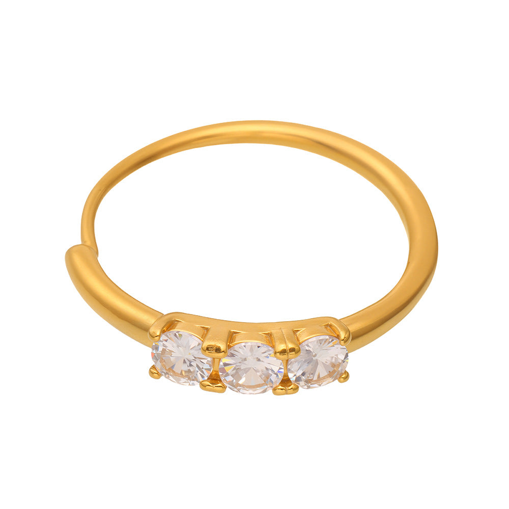 316L Stainless Steel Hypoallergenic Rings | Sparkling 5A Zircon Slim Adjustable - Sparkling Zircon Ring, Slim Band, Open Ring, Adjustable Ring, Modern Design Sensitive Skin Friendly - Detail 13