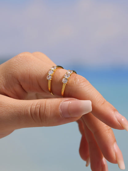 316L Stainless Steel Hypoallergenic Rings | Sparkling 5A Zircon Slim Adjustable - Sparkling Zircon Ring, Slim Band, Open Ring, Adjustable Ring, Modern Design Sensitive Skin Friendly - Detail 2