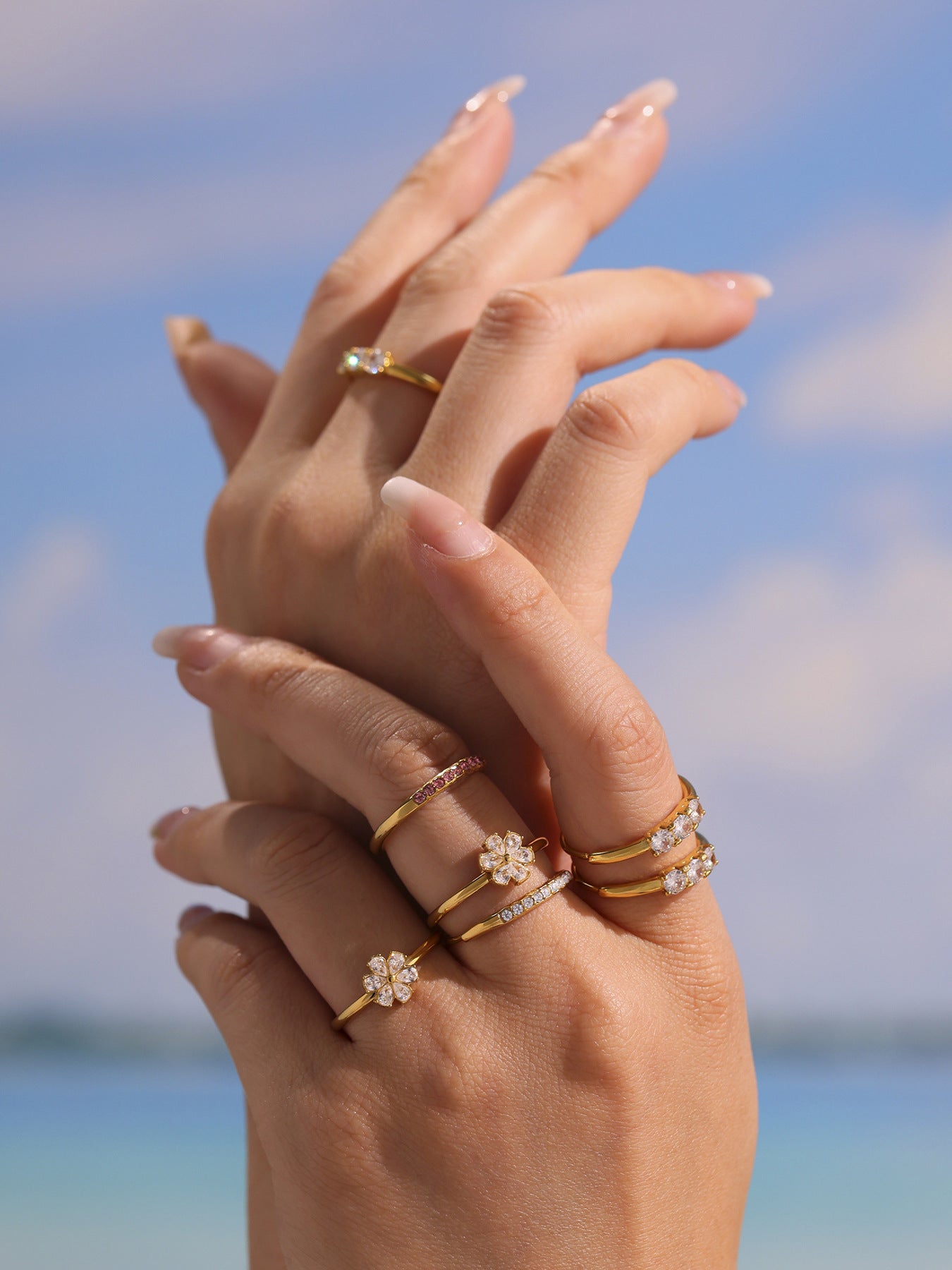 316L Stainless Steel Hypoallergenic Rings | Sparkling 5A Zircon Slim Adjustable - Sparkling Zircon Ring, Slim Band, Open Ring, Adjustable Ring, Modern Design Sensitive Skin Friendly - Detail 4