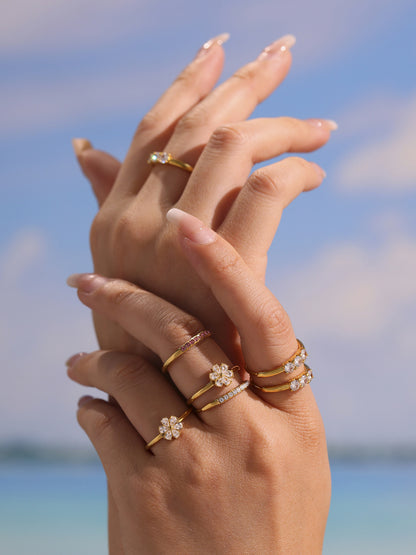 316L Stainless Steel Hypoallergenic Rings | Sparkling 5A Zircon Slim Adjustable - Sparkling Zircon Ring, Slim Band, Open Ring, Adjustable Ring, Modern Design Sensitive Skin Friendly - Detail 4