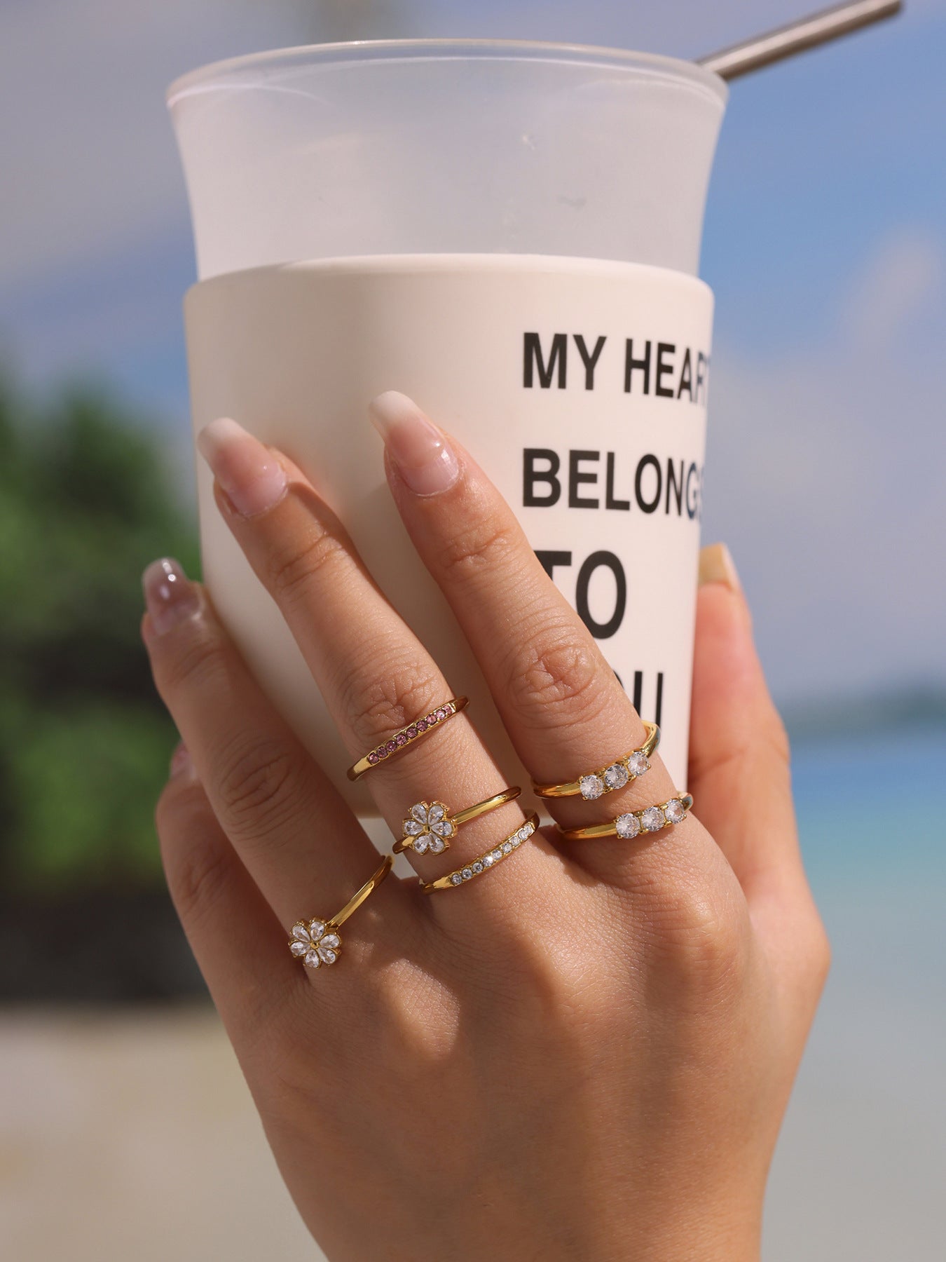 316L Stainless Steel Hypoallergenic Rings | Sparkling 5A Zircon Slim Adjustable - Sparkling Zircon Ring, Slim Band, Open Ring, Adjustable Ring, Modern Design Sensitive Skin Friendly - Detail 8