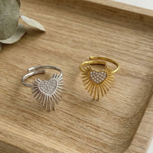 316L Stainless Steel Hypoallergenic Rings with 5A Zircon Heart Wing Open Design - Heart Wing Open Ring Zircon Gold Plated Slim Band Dainty Sensitive Skin Friendly - Detail 5