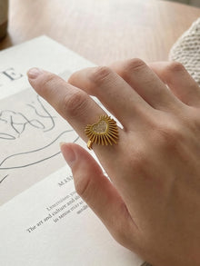 316L Stainless Steel Hypoallergenic Rings with 5A Zircon Heart Wing Open Design - Heart Wing Open Ring Zircon Gold Plated Slim Band Dainty Sensitive Skin Friendly - Detail 7