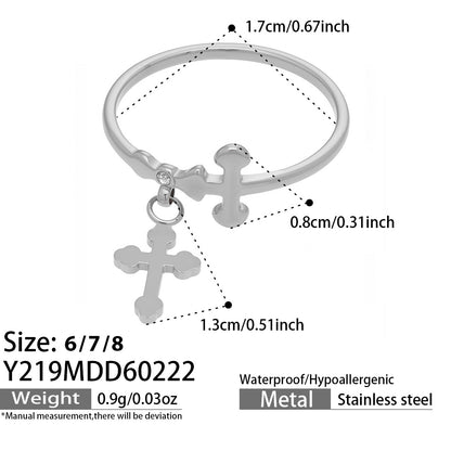 316L Stainless Steel Hypoallergenic Rings with Black & White Zircon V-Shape Stackable Design - Black Zircon, White Zircon, V-Shape, Stackable, Minimalist Sensitive Skin Friendly - Detail 21