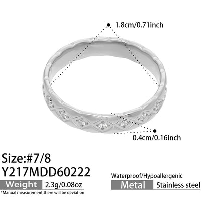 316L Stainless Steel Hypoallergenic Rings with Black & White Zircon V-Shape Stackable Design - Black Zircon, White Zircon, V-Shape, Stackable, Minimalist Sensitive Skin Friendly - Detail 23