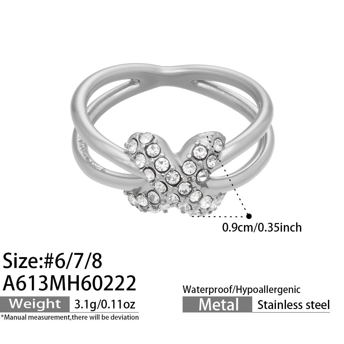 316L Stainless Steel Hypoallergenic Rings with Black & White Zircon V-Shape Stackable Design - Black Zircon, White Zircon, V-Shape, Stackable, Minimalist Sensitive Skin Friendly - Detail 24