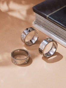 316L Stainless Steel Hypoallergenic Rings with Prong-Set 7mm Floral Zircon and 18K Gold PVD Plating - Floral Zircon Ring, Prong Set, Minimalist, 18K Gold Plated Sensitive Skin Friendly - Detail 12
