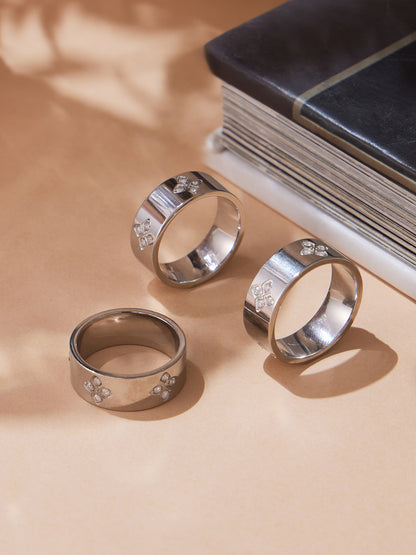 316L Stainless Steel Hypoallergenic Rings with Prong-Set 7mm Floral Zircon and 18K Gold PVD Plating - Floral Zircon Ring, Prong Set, Minimalist, 18K Gold Plated Sensitive Skin Friendly - Detail 12